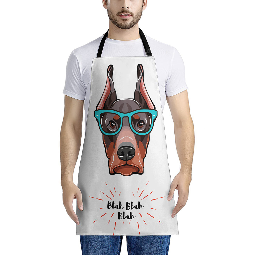 Dobermann With Glasses Print Apron