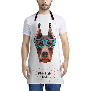 Dobermann With Glasses Print Apron