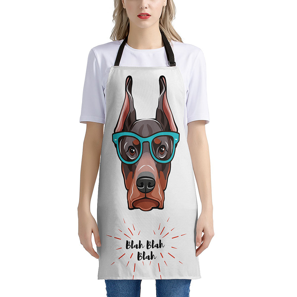 Dobermann With Glasses Print Apron