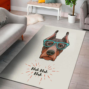 Dobermann With Glasses Print Area Rug