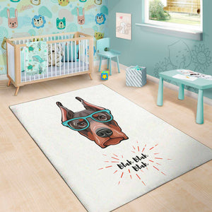 Dobermann With Glasses Print Area Rug