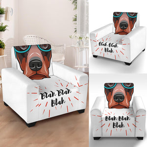 Dobermann With Glasses Print Armchair Slipcover