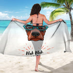 Dobermann With Glasses Print Beach Sarong Wrap