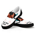 Dobermann With Glasses Print Black Slip On Sneakers