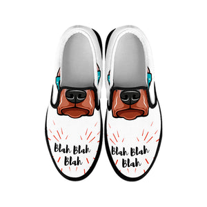 Dobermann With Glasses Print Black Slip On Shoes