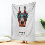 Dobermann With Glasses Print Blanket