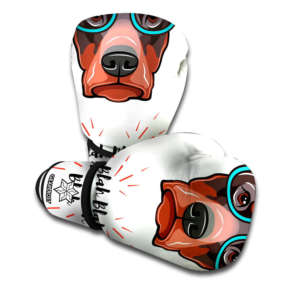 Dobermann With Glasses Print Boxing Gloves