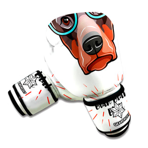 Dobermann With Glasses Print Boxing Gloves