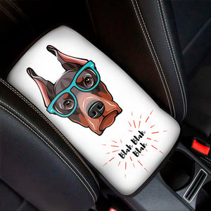 Dobermann With Glasses Print Car Center Console Cover