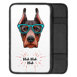 Dobermann With Glasses Print Car Center Console Cover