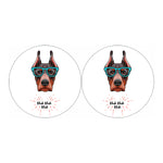 Dobermann With Glasses Print Car Coasters