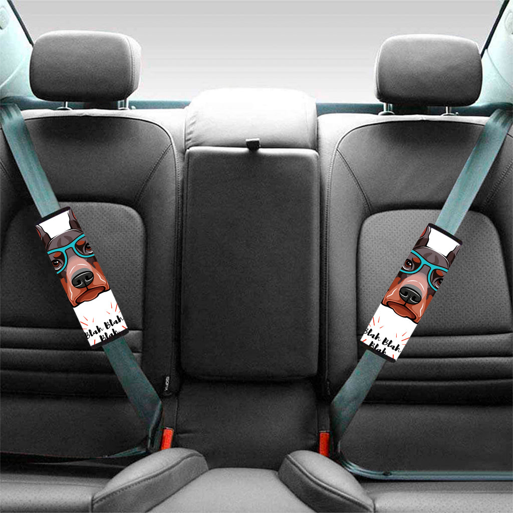 Dobermann With Glasses Print Car Seat Belt Covers