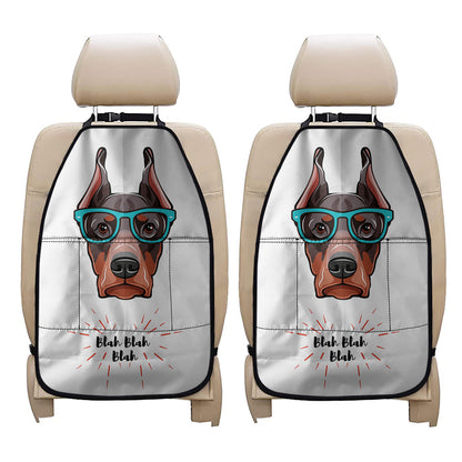 Dobermann With Glasses Print Car Seat Organizers