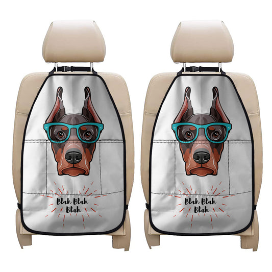 Dobermann With Glasses Print Car Seat Organizers