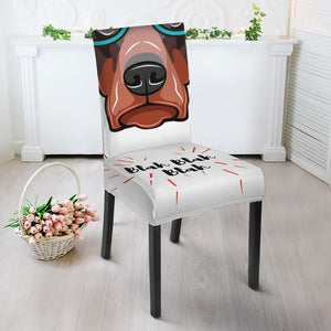 Dobermann With Glasses Print Dining Chair Slipcover