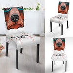 Dobermann With Glasses Print Dining Chair Slipcover