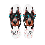 Dobermann With Glasses Print Flip Flops