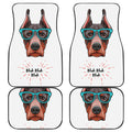 Dobermann With Glasses Print Front and Back Car Floor Mats