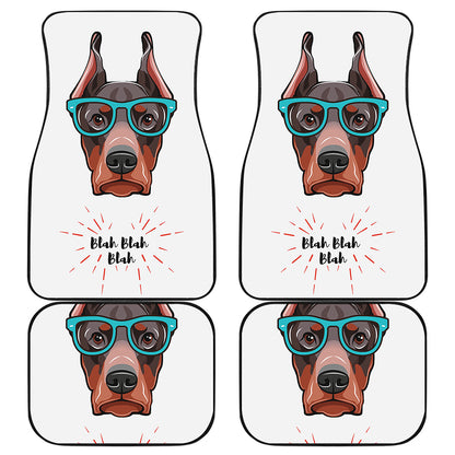 Dobermann With Glasses Print Front and Back Car Floor Mats