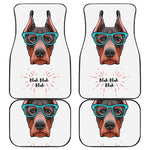 Dobermann With Glasses Print Front and Back Car Floor Mats