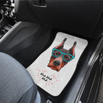 Dobermann With Glasses Print Front and Back Car Floor Mats