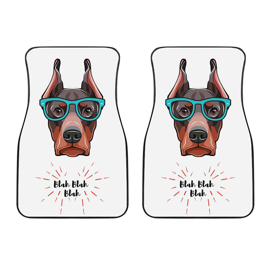 Dobermann With Glasses Print Front Car Floor Mats