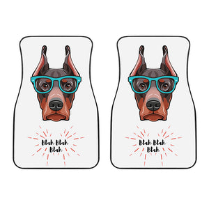 Dobermann With Glasses Print Front Car Floor Mats