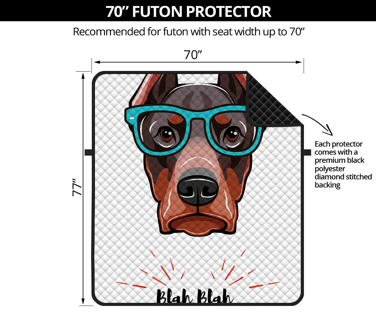 Dobermann With Glasses Print Futon Protector