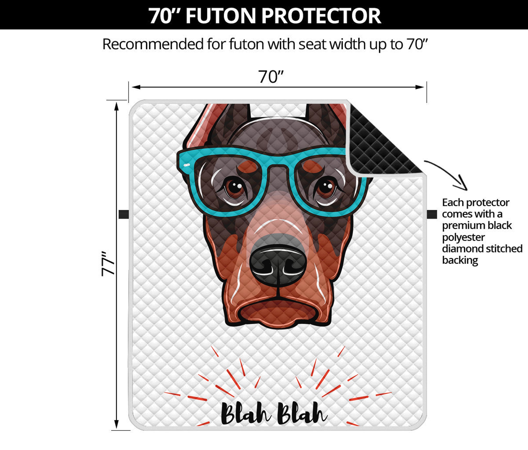 Dobermann With Glasses Print Futon Protector