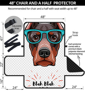 Dobermann With Glasses Print Half Sofa Protector