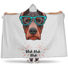 Dobermann With Glasses Print Hooded Blanket