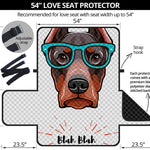 Dobermann With Glasses Print Loveseat Protector