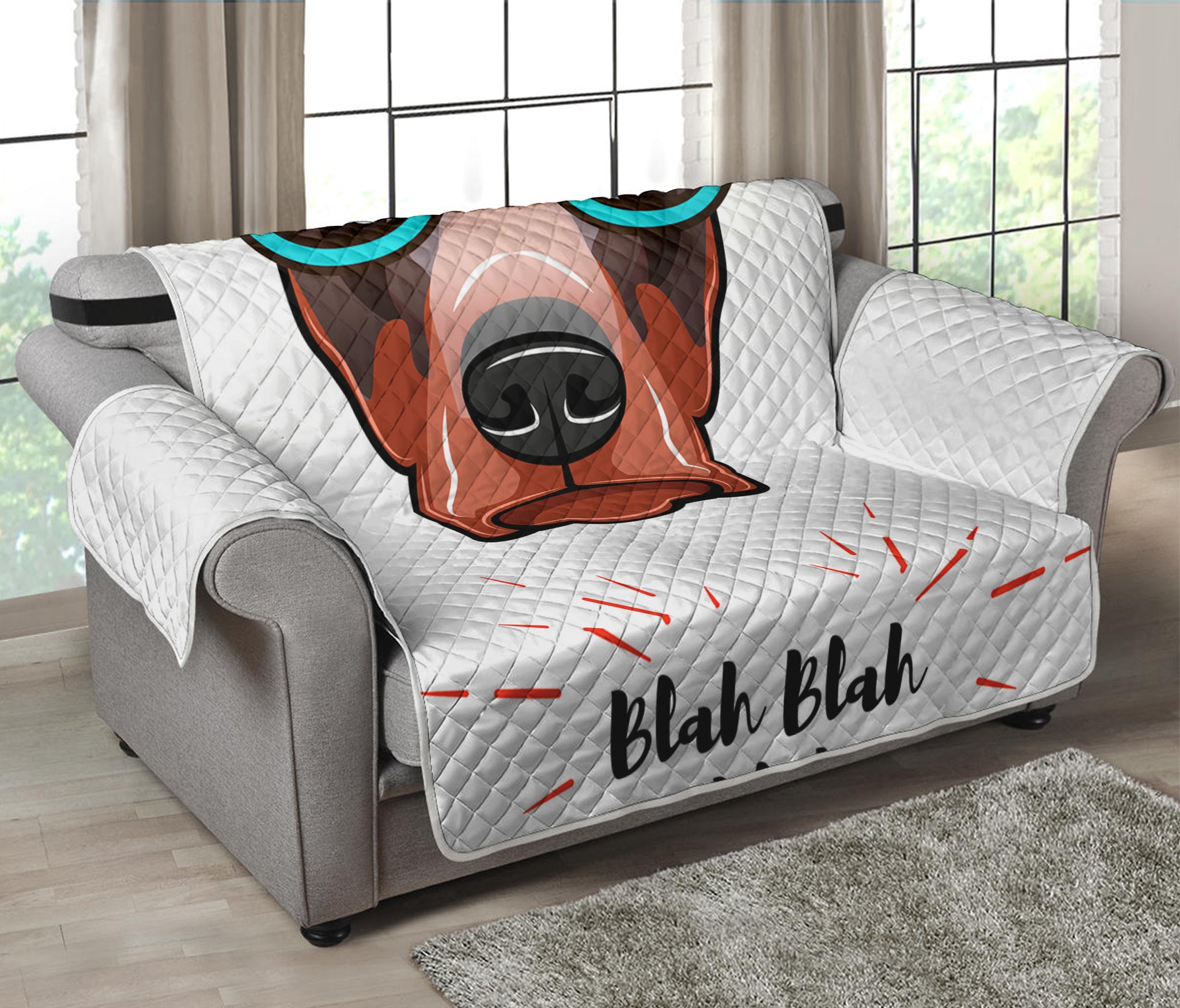 Dobermann With Glasses Print Loveseat Protector