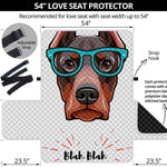 Dobermann With Glasses Print Loveseat Protector