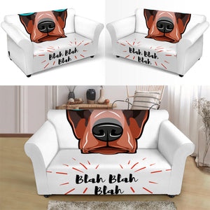 Dobermann With Glasses Print Loveseat Slipcover