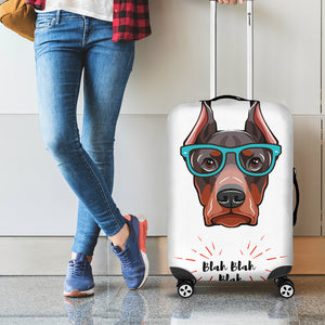 Dobermann With Glasses Print Luggage Cover