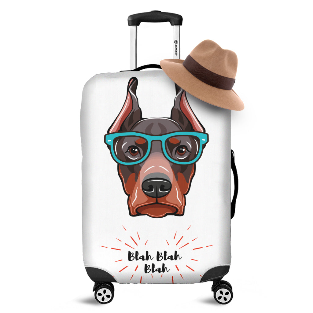 Dobermann With Glasses Print Luggage Cover