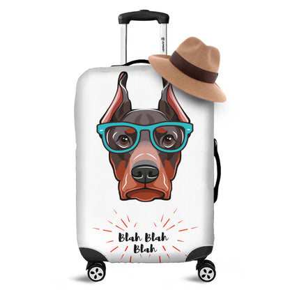 Dobermann With Glasses Print Luggage Cover