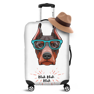 Dobermann With Glasses Print Luggage Cover