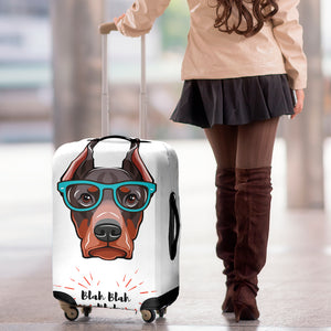 Dobermann With Glasses Print Luggage Cover