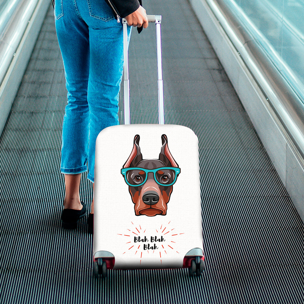 Dobermann With Glasses Print Luggage Cover