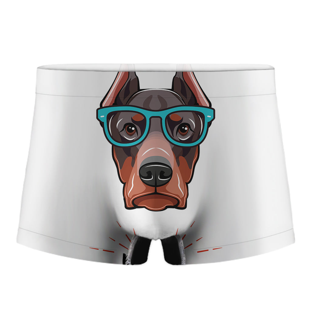 Dobermann With Glasses Print Men's Boxer Briefs