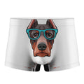 Dobermann With Glasses Print Men's Boxer Briefs