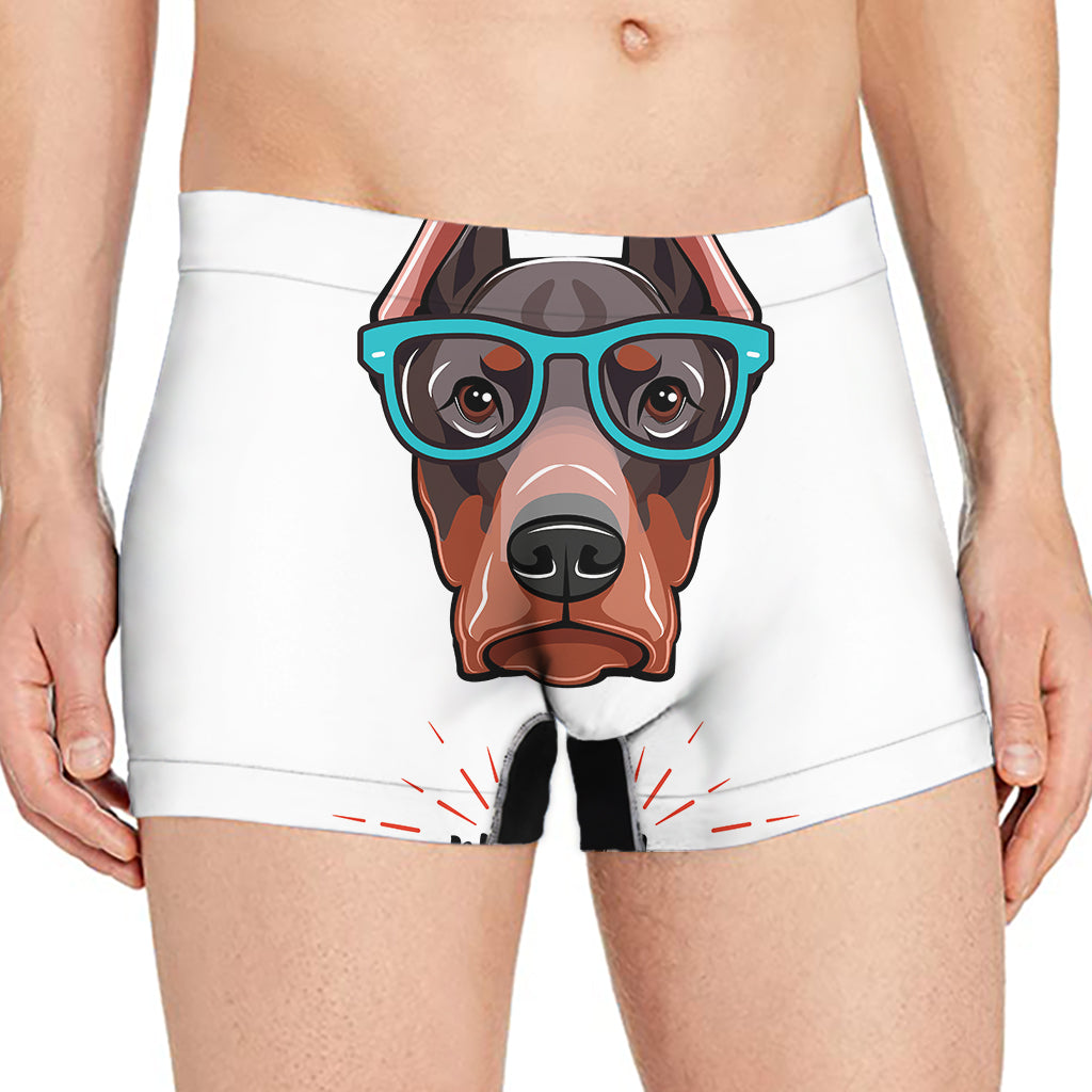 Dobermann With Glasses Print Men's Boxer Briefs