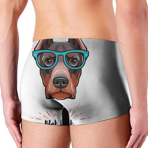 Dobermann With Glasses Print Men's Boxer Briefs