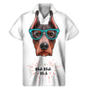 Dobermann With Glasses Print Men's Short Sleeve Shirt