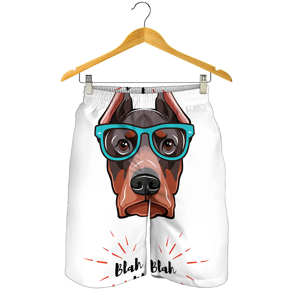 Dobermann With Glasses Print Men's Shorts