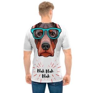 Dobermann With Glasses Print Men's T-Shirt