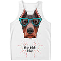 Dobermann With Glasses Print Men's Tank Top