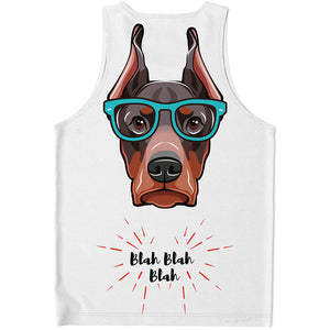 Dobermann With Glasses Print Men's Tank Top